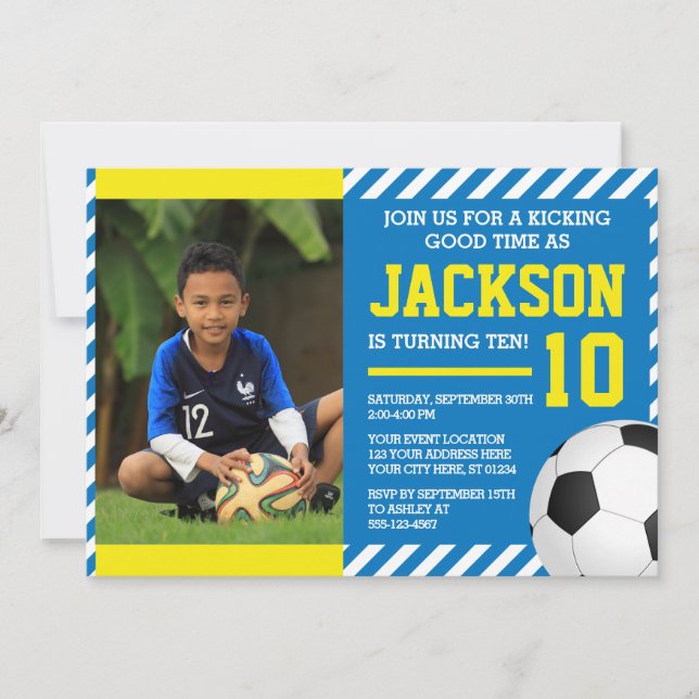 Soccer Birthday Invitation with Photo (Front)