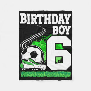 Soccer Birthday Party - 6 Year Old Boy - 6th Birth Fleece Blanket