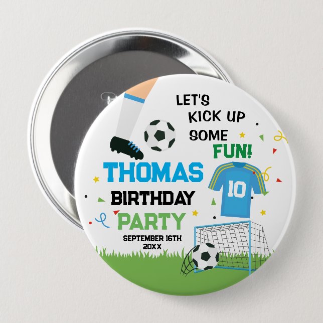 Soccer Birthday party  Button (Front & Back)