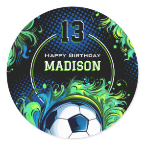 Soccer Birthday Party Classic Round Sticker