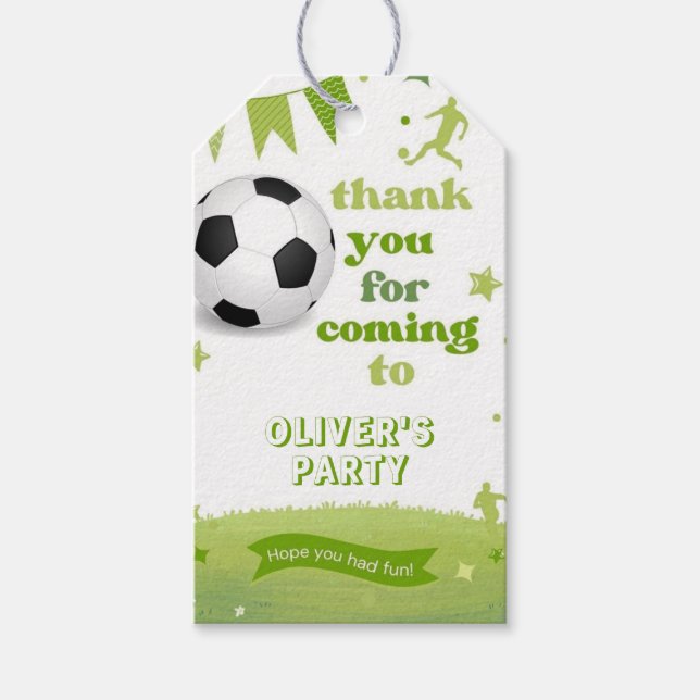 Soccer Birthday Party Favor Tag Football Theme (Front)