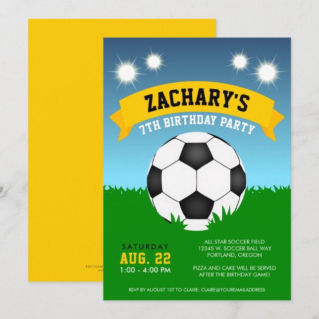 Soccer Birthday Party Invitation (Front/Back)