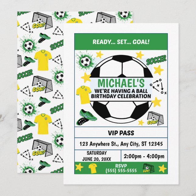 Soccer Birthday Party Invitation (Front/Back)