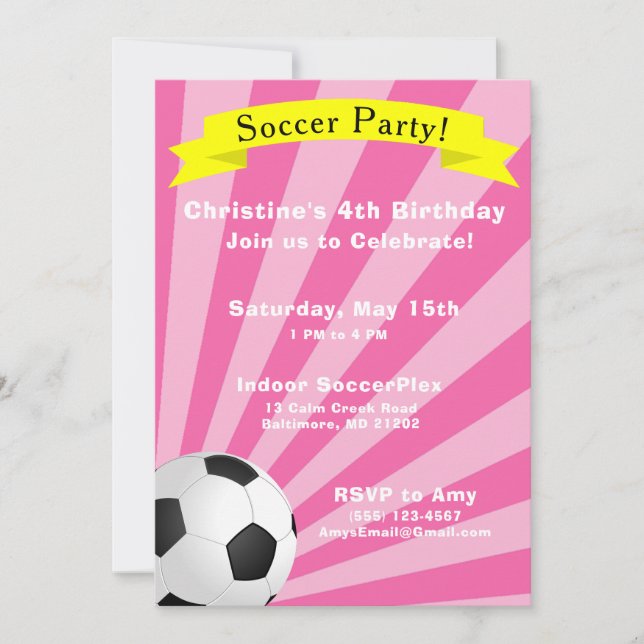 Soccer Birthday Party Invitation (Front)
