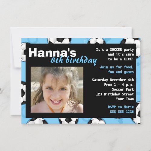 Soccer Birthday Party Invitation Blue