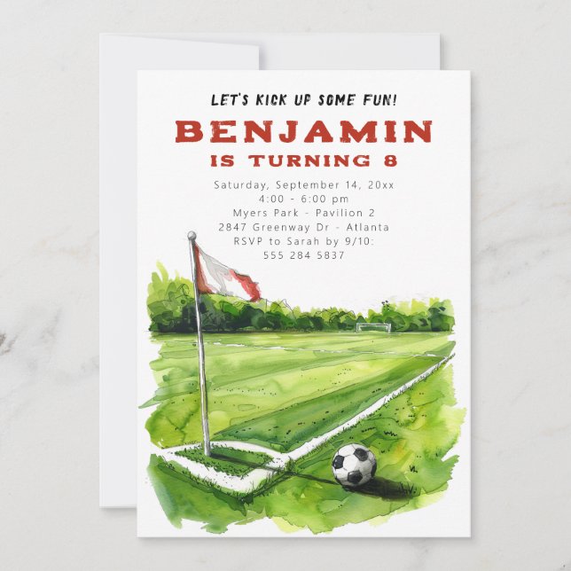 Soccer Birthday Party Invitation - Futbol Birthday (Front)