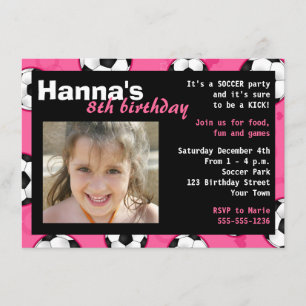 Soccer Birthday Party Invitation Pink