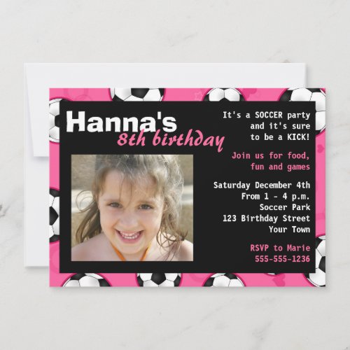 Soccer Birthday Party Invitation Pink