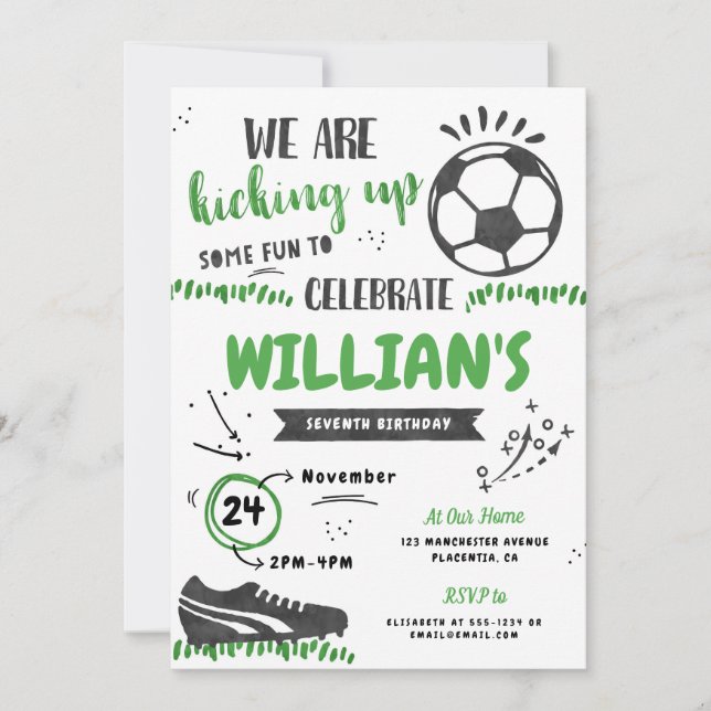 Soccer Birthday Party Invitation Sports Digital  (Front)