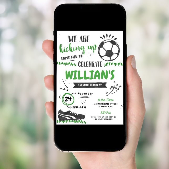 Soccer Birthday Party Invitation Sports Digital  (Front Digital)