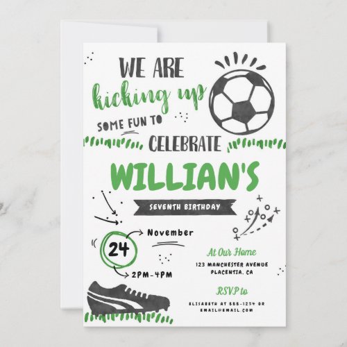 Soccer Birthday Party Invitation Sports Digital 