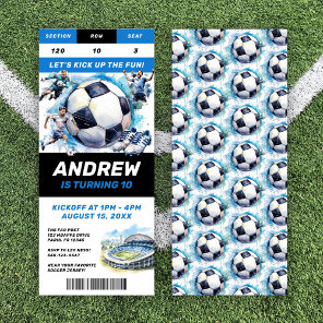 Soccer Birthday Party Invitation Ticket Stub