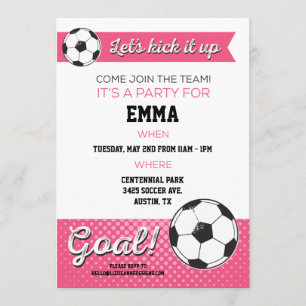 Soccer Birthday Party Invite 5x7 - Girl