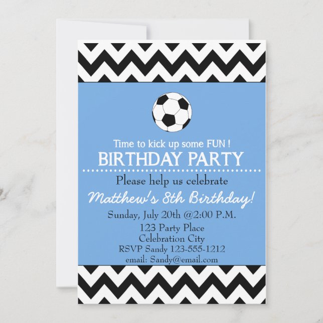 Soccer Birthday Party kids invitation customizable (Front)