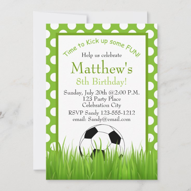 Soccer Birthday Party kids invitation customizable | Zazzle