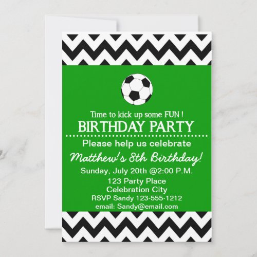 Soccer Birthday Party kids invitation customizable