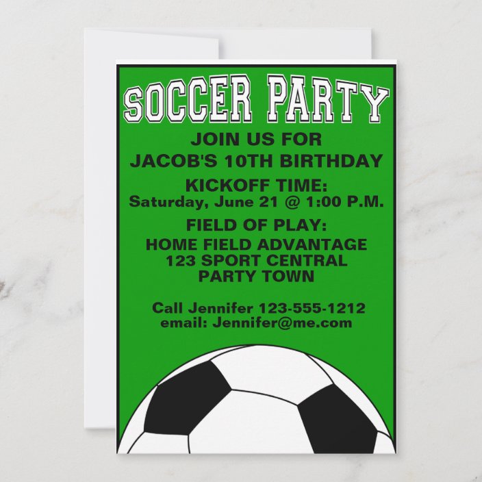 Soccer Birthday Party kids invitation customizable | Zazzle.com