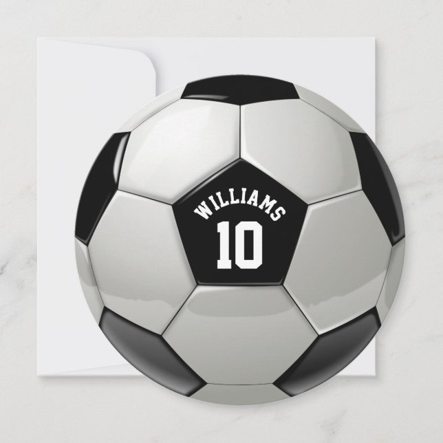 Soccer Birthday Party Monogram Football Invitation (Front)