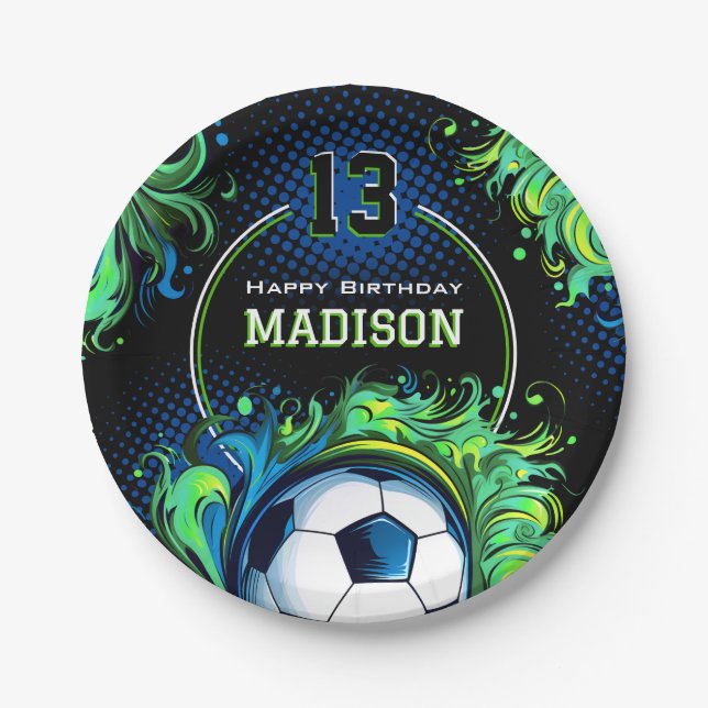 Soccer Birthday Party Paper Plates (Front)