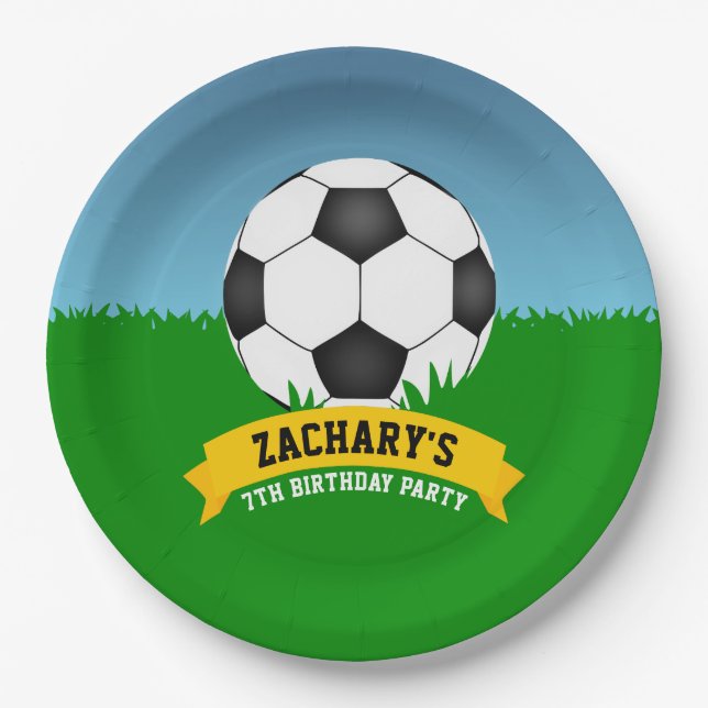 Soccer Birthday Party Paper Plates (Front)