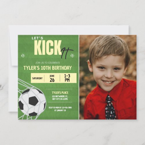 Soccer Birthday Party Photo Invitation