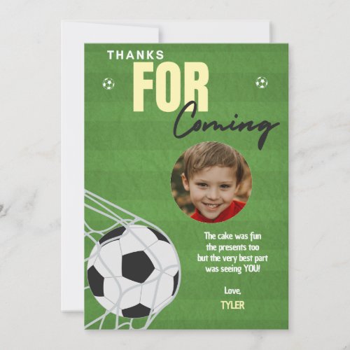 Soccer Birthday Party Thank You Card