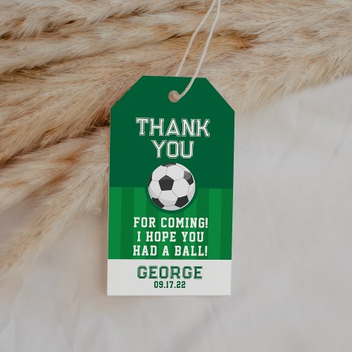 Soccer Birthday Party Thank You Favor Gift Tags