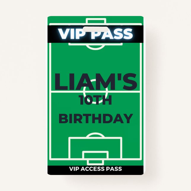 Soccer Birthday Party them VIP Pass Badge (Front)