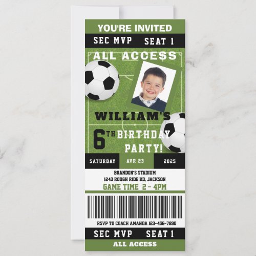 Soccer Birthday Party Ticket Invitation 