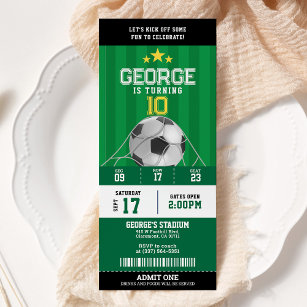 Soccer Birthday Party Ticket Invitation