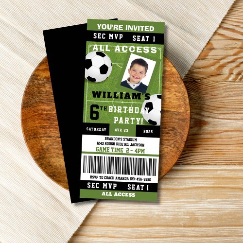 Soccer Birthday Party Ticket Invitation 