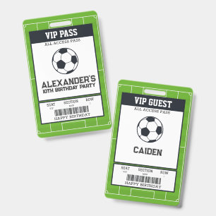 Soccer Birthday Party VIP Pass Guest Badge