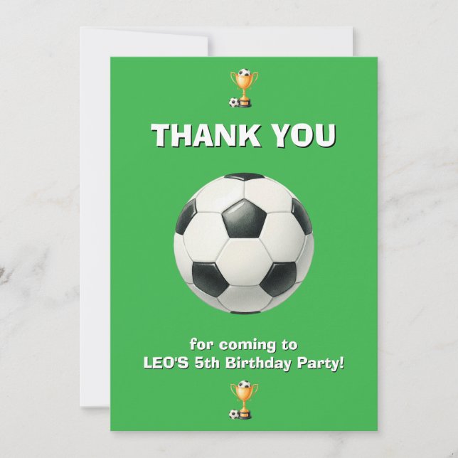 Soccer Birthday Thank You Card Boy | Editable (Front)