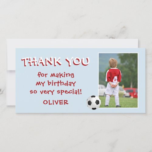 Soccer Birthday Thank you Photo Card