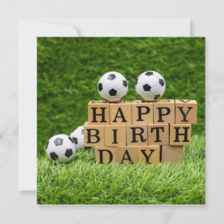 Soccer Birthday with ball and Happy Birthday word