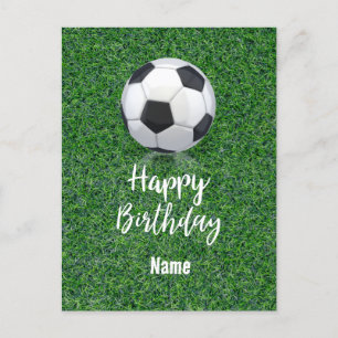 Soccer Birthday with Ball for Player with name Postcard