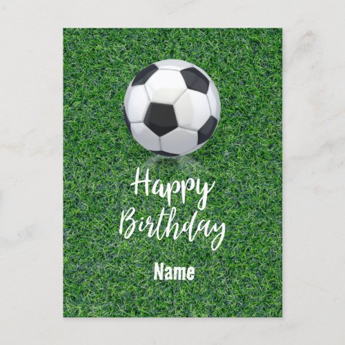 Soccer Birthday with Ball for Player with name Postcard