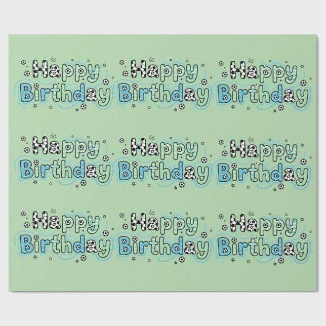  Soccer Birthday Wrapping Paper Boy (Flat)