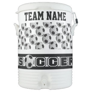 Soccer Black and White DIY Text Beverage Cooler