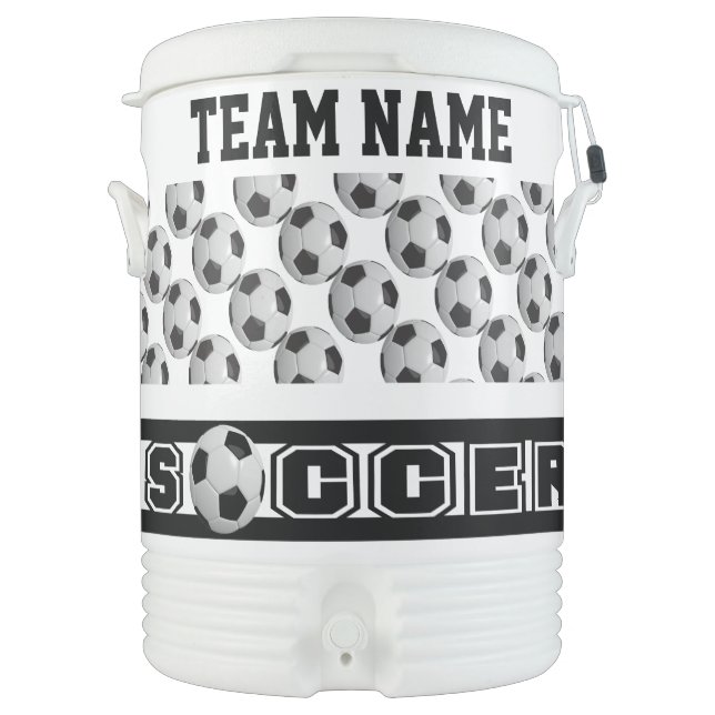 Soccer | Black and White | DIY Text Beverage Cooler (Front)