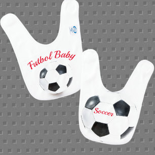 Soccer Black and White Futbol Sporty Baby Bib
