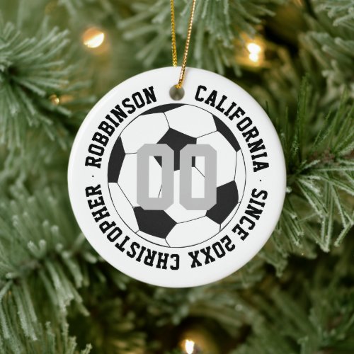 Soccer Black and White Player Modern Ceramic Ornament