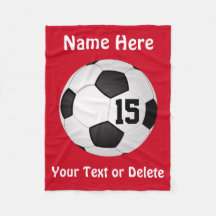 Personalized Soccer Blanket Sports Team Blanket Black and White Soccer Ball Throw Player #256 Kids Boys or Girls Soccer Gift Soccer Mom