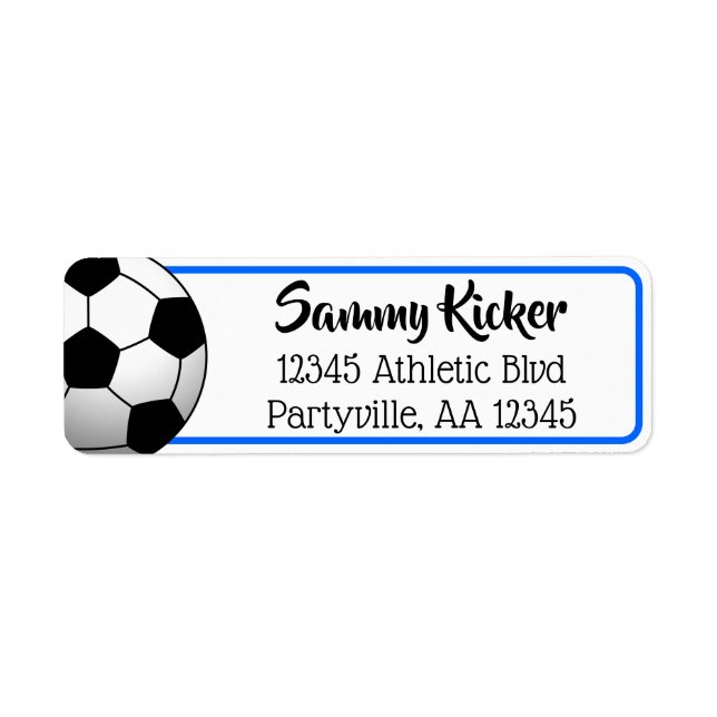 Soccer Blue & Black Address Label (Front)