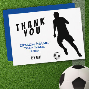 Soccer Blue Thank you Coach Card