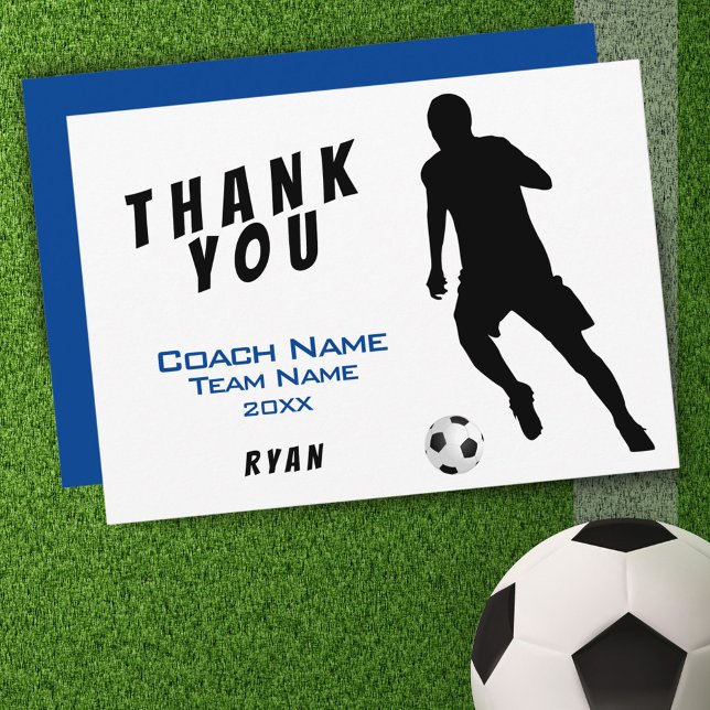 Soccer Blue Thank you Coach Card (Creator Uploaded)