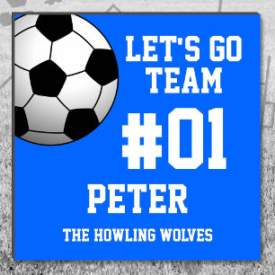 Soccer Blue White Sports Car Magnet