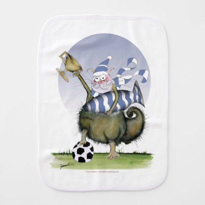 soccer blues kitty baby burp cloth