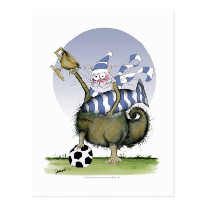 soccer blues kitty postcard