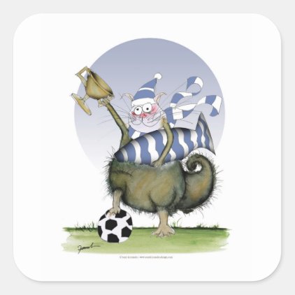 soccer blues kitty square sticker